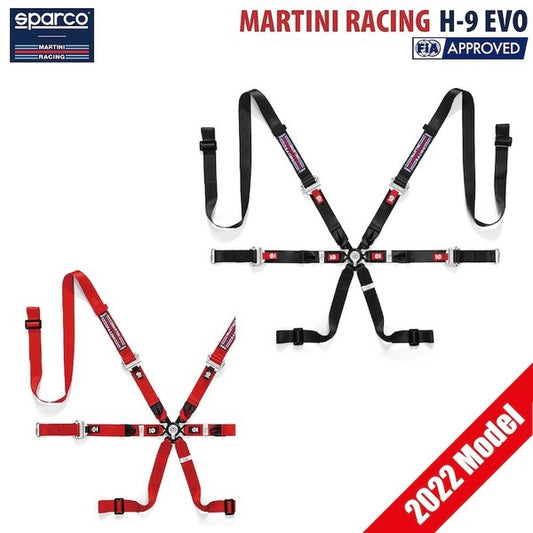 マルティニレーシング ハーネス H-9 EVO FIA公認 2022年モデル スパルコ SPARCO MARTINI RACING HARNESSES シートベルト 6点式