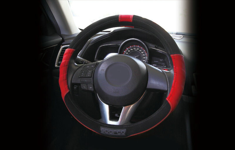 スパルココルサ ステアリングカバー レッド ブラック S スエード SPC1108RSJ_S