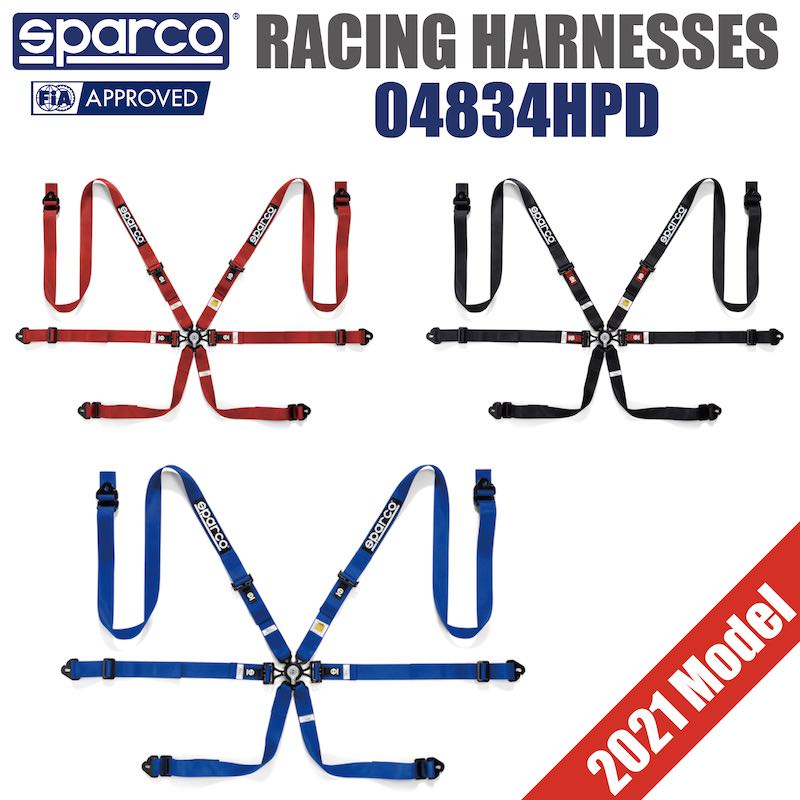 スパルコ レーシングハーネス 04834HPD 6点式 シートベルト HANS対応 FIA公認