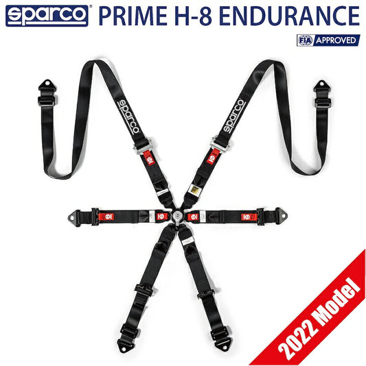 スパルコ レーシングハーネス PRIME H-8 ENDURANCE 2022年モデル FIA公認 6点式 シートベルト プライム H-8 エンデュランス