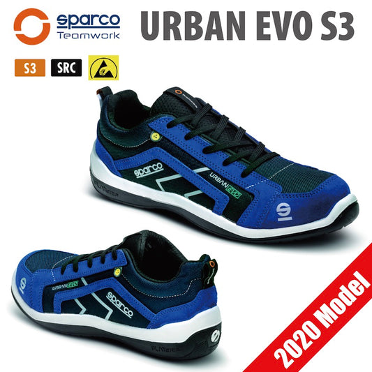 スパルコ TEAM WORK URBAN EVO S3 ブルー/ネイビー メカニックシューズ 安全靴 チームワーク アーバンエボ 整備 撥水 おしゃれ