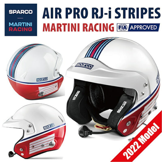 マルティニレーシング ジェット ヘルメット AIR PRO RJ-i ストライプデザイン FIA公認 2022年モデル スパルコ SPARCO MARTINI 4輪 走行会