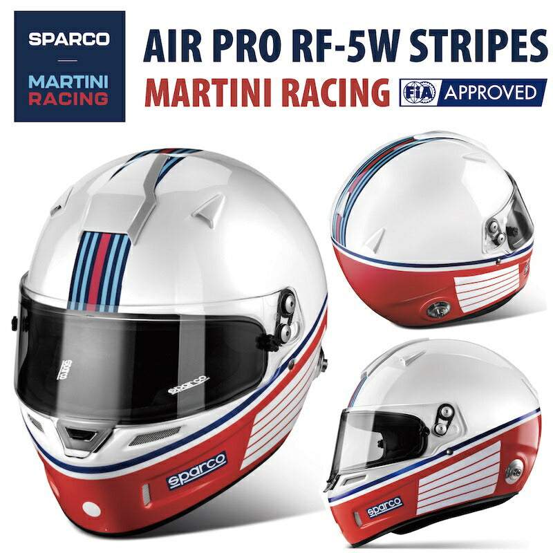ヘルメット Sparco MARTINI RACING フルフェイスヘルメット AIR RF-5W ストライプデザイン スパルコ マルティニ レーシング 4輪